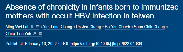 JHepatology's tweet photo. 🆕Article in press❕

Absence of #chronicity in infants born to immunized mothers with occult #HBV infection in Taiwan

Read it here👉https://t.co/zbDfeq0zBP

#LiverTwitter https://t.co/K1OQ1RhPAM