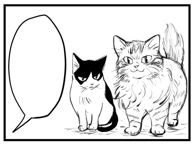 わたしの猫原稿の作画の落差みて 