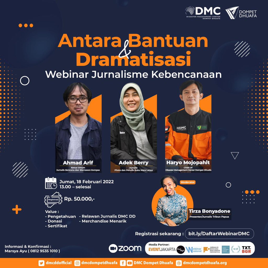 Barudaks yang suka foto dan nulis, atau punya keinginan jadi jurnalis dan photographer kebencanaan, sabi banget ni ikut webinar ini.

Link pendaftaran: bit.ly/DaftarWebinarD…