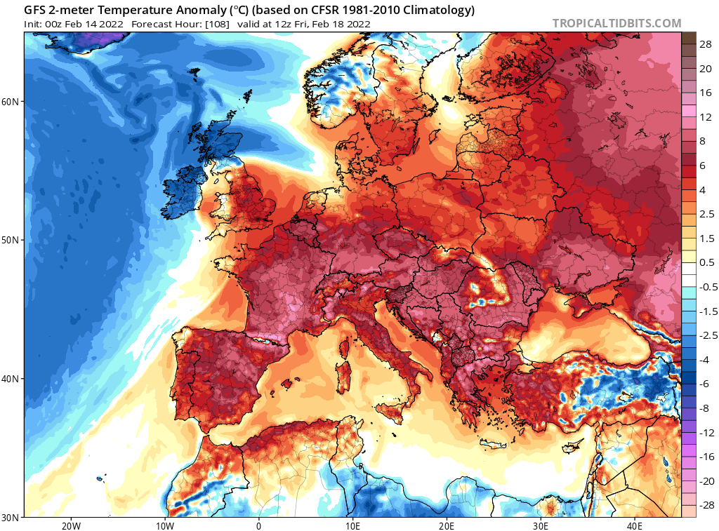 MarGomezH's tweet photo. Esta semana las temperaturas estarán muy por encima de lo habitual en esta época del año, pero no solo en España. Fijaos en el continente europeo.
Eso y sin lluvias importantes en España. https://t.co/kuWb54GYf5