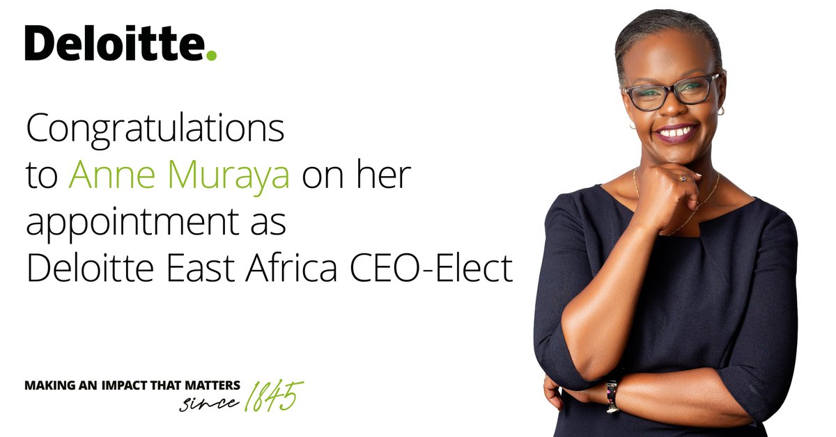 Congratulations Anne <a href="/DeloitteKenya/">Deloitte Kenya</a> on your appointment: bit.ly/3gIsjkf. Wishing you much success in your new role.