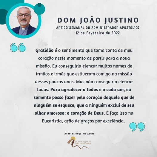 domjoaojustino's tweet photo. #artigo: "Despedida e gratidão" 
Último artigo de Dom João Justino em Montes Claros
.
Leia o artigo completo acessando o site: https://t.co/ofYPxB8Q3S https://t.co/OQ8UT4YvNH
