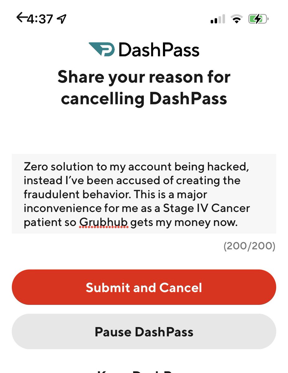 badbunneez's tweet photo. How @DoorDash handled my account being hacked. Spoiler: horribly. #doordash #badresolution #Hacked #Disappointed #cancerpatient https://t.co/ykeYDh7Kwl