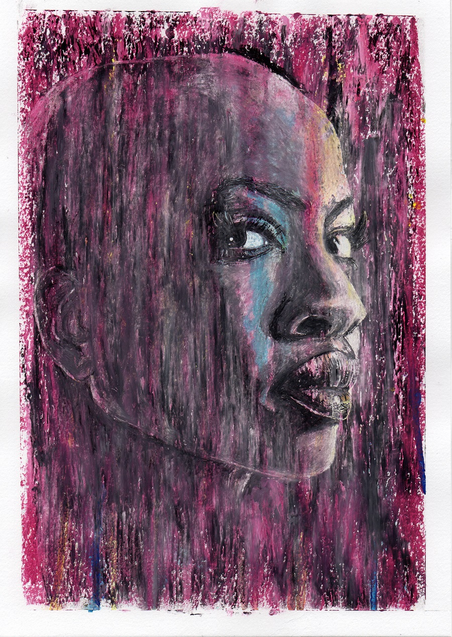 Happy birthday Danai Gurira! This picture: oil and ink on acrylic paper, 21cm x 30cm. 