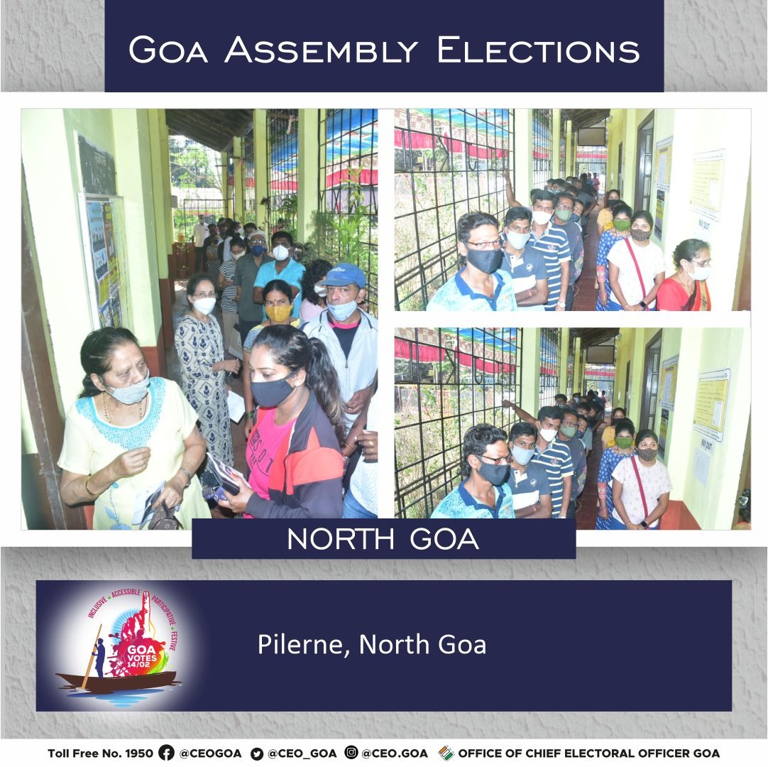 CEO_Goa's tweet photo. Voters participate enthusiastically at Pilerne, North Goa.
#assemblyelections2022 #goaelections2022 #GoVoteGoa #goavotes #valentinesday2022 #goa https://t.co/SsJsLJjYO4