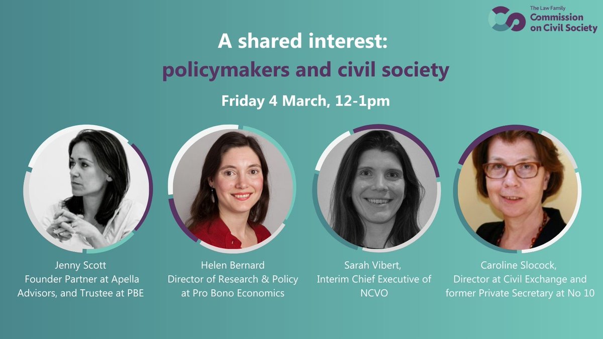 ProBonoEcon's tweet image. Ever wondered what MPs, councillors and civil servants really think about charities? 💭 
Join @helen_barnard @sarahvibert82 @carolineslocock for our next free online event discussing the release of never-before-seen YouGov polling. 
Book your place: bit.ly/Asharedinteres…