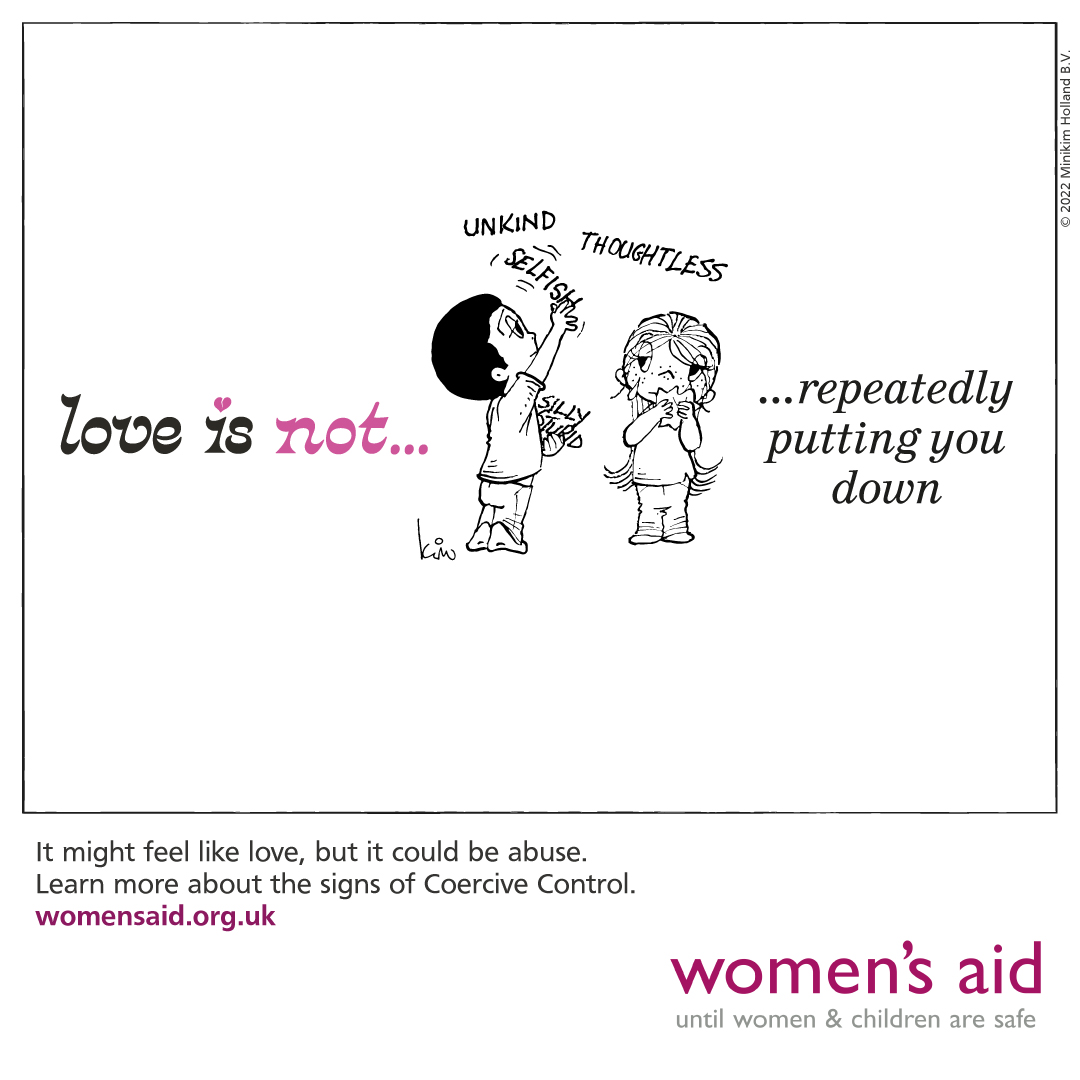 womensaid's tweet photo. In abusive relationships, the butterflies &amp; excitement at the beginning can quite quickly turn into feelings of dread &amp; fear. Our new ad campaign with @ENGINE_UK  is designed to raise awareness of what abuse is and show people that #LoveIsNot control.

➡️ https://t.co/uHEcgCPvRs https://t.co/s4LG97YcoH