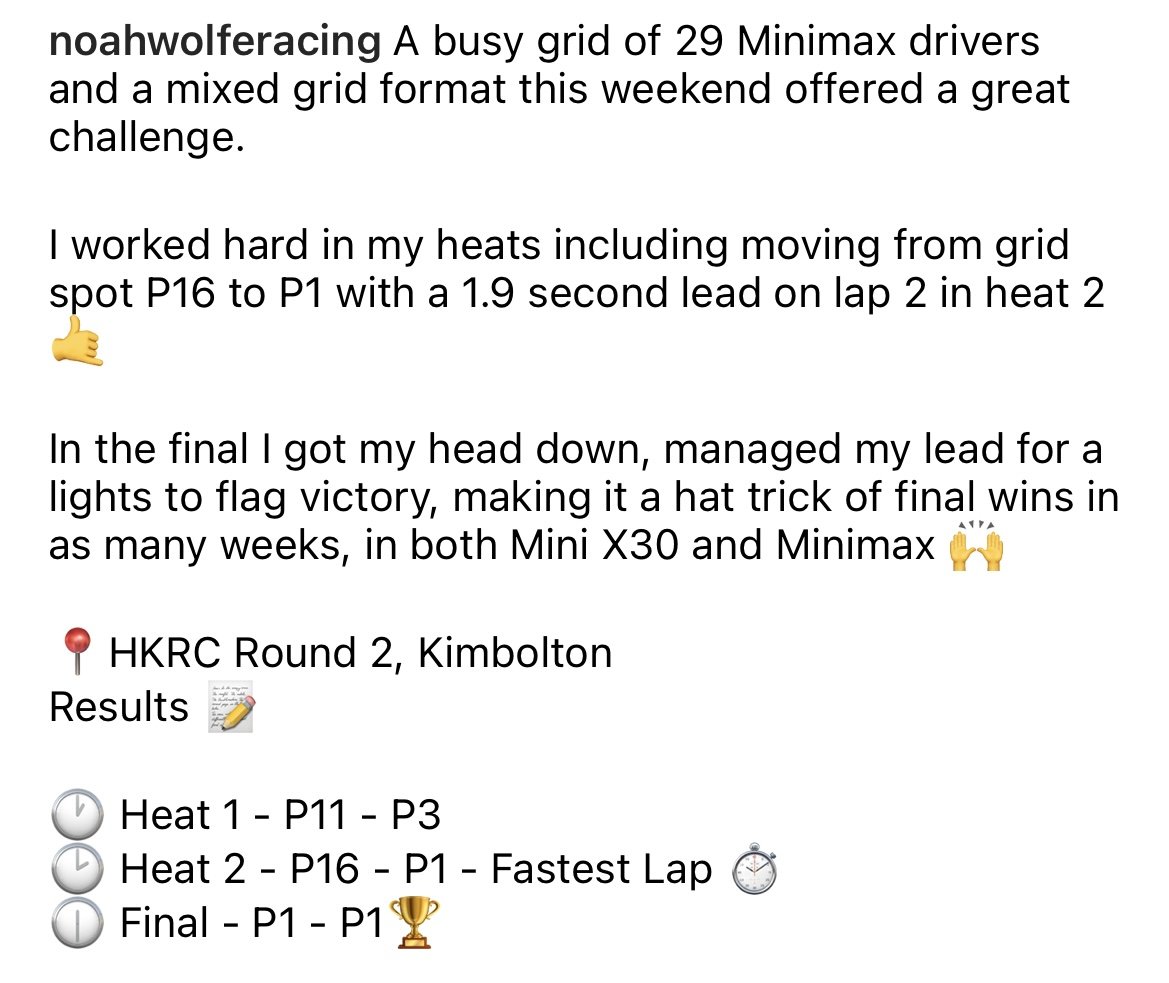 Another weekend and another win for Noah. This marked his first win in his MiniMax kart! Congratulations Noah👏