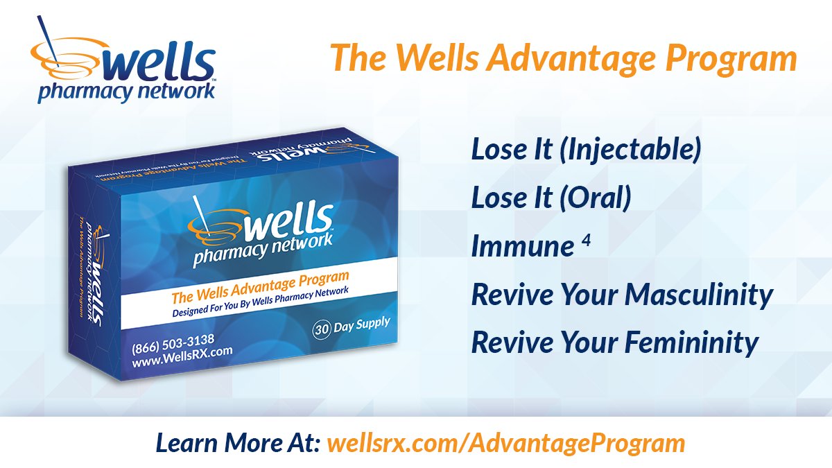 WellsRx's tweet image. The Wells Advantage Program features five specific kits in the weight management, immune health, and sexual wellness categories. These combinations of medications may help you reach maximum wellness!   #Compounding #Healthcare #AdvantageProgram