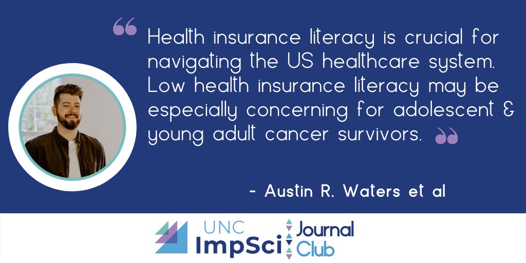 Check out this #ImpSciJournalClub article focusing on US healthcare literacy. Read the full article here: go.unc.edu/c8KTs @AustinH2O_ @WarnerEcho @hkkaddas @tomokoutah @marklewismd @DrGKPerez @unchpm #ImpSci #cancercare #healthinsurance