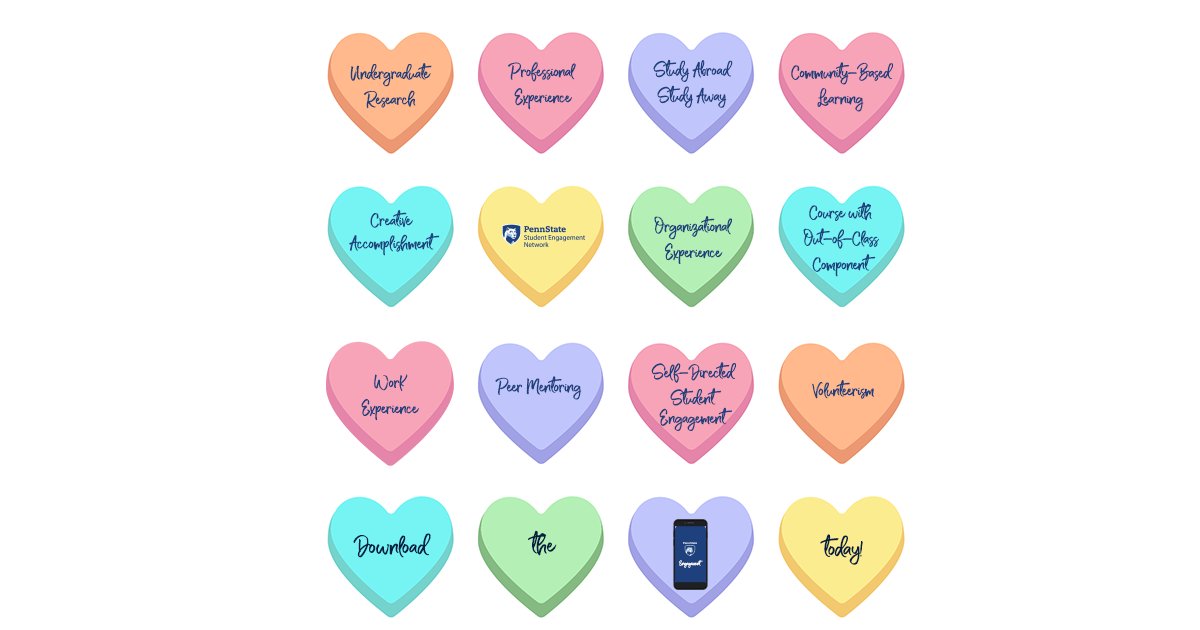 PSU_Undergrad's tweet photo. Happy Valentine’s Day!

Which kind of engagement opportunity will you fall in love with? 💙

Learn more about engagement experience types, the #EngagementApp, and the upcoming grant cycle with @EngagePennState at https://t.co/nDLGHlgCEO. #PennState #EngagePennState https://t.co/0j5aZUopjA