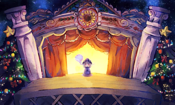 It's been a couple of months, but here's some concept art, background art etc for the "Christmas of a Wandering Ghost" MV 👀
Initially, we were thinking of a scene where Snailchan uses magic in a big theater in the town 