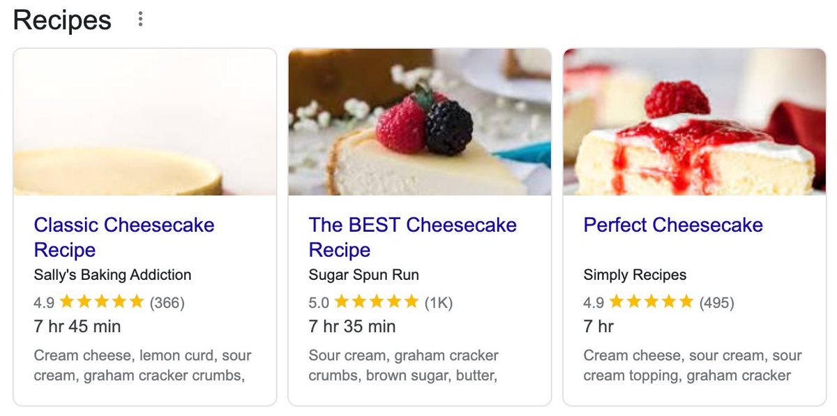 SerpWow's tweet photo. A new inline_recipes property has been added to regular Google organic web search results to return the food recipe data shown inline with organic search results.
https://t.co/R2ppoAUGtO https://t.co/e4ktQ7MpE5