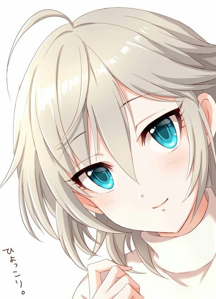 anastasia (idolmaster) 1girl solo smile short hair white background blue eyes looking at viewer  illustration images