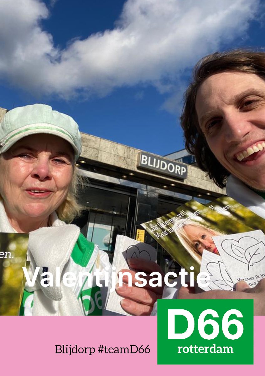 Vandaag met #D66Rotterdam op 💚Valentijnsactie 💚met groeikaarten [met een bijen🐝vlinder🦋 mix🌼] op pad, dwars door de stad!
