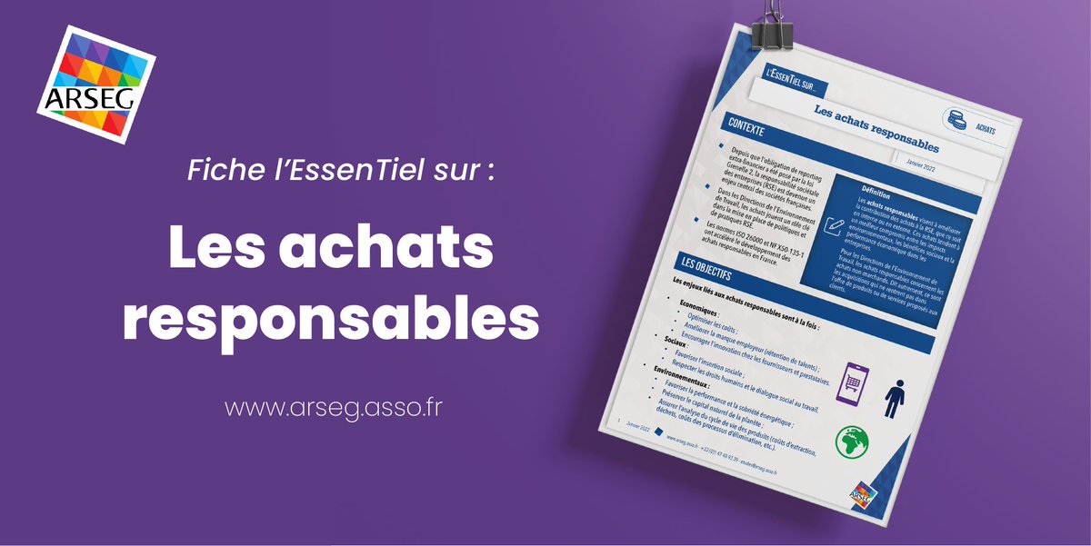 IDET_asso's tweet photo. Axe d'amélioration et de performance économique, les achats responsables contribuent à la démarche #RSE de l'entreprise. La Fiche l'EssenTiel Sur... proposée par l'Arseg, revient sur les objectifs et les aspects normatifs. Accès adhérent 👉 https://t.co/EQJqGSBfgf https://t.co/6RxBuUeoCA