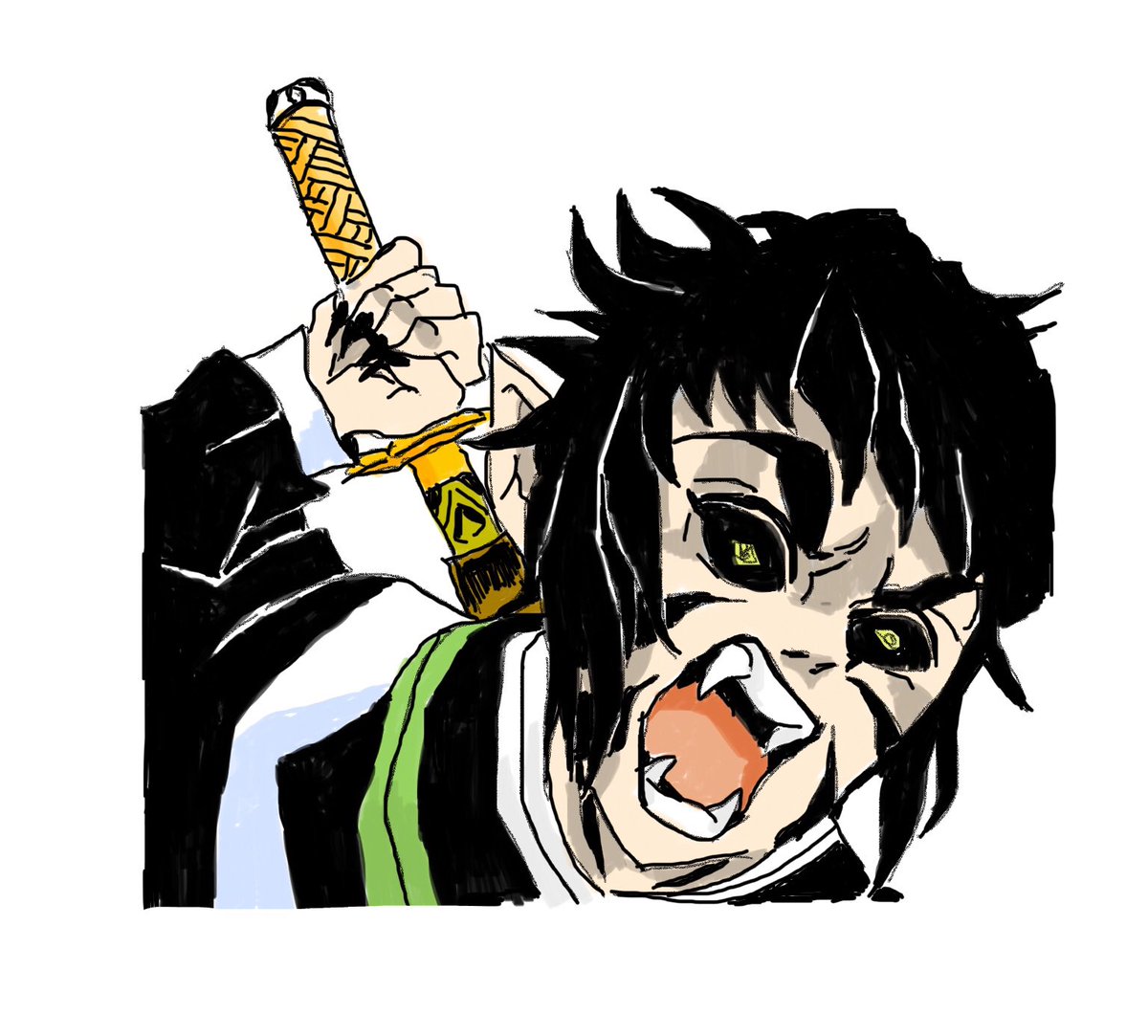 いつから俺なんだ 上弦の陸 獪岳 かいがく 鬼滅の刃イラスト 鬼滅の刃ファンアート イラスト イラスト好きな人と繋がりたい 模写 ツイレポ
