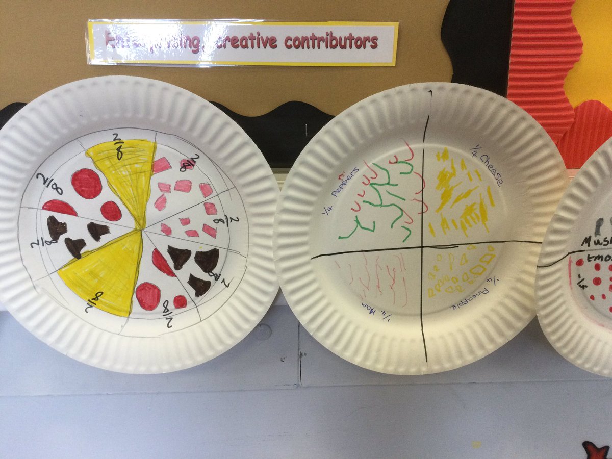 cwp_ogwen's tweet photo. Today we have worked to recognise fractions by identifying the different toppings we like on our pizzas! @cwprimary https://t.co/Ku3Lf0F9mr