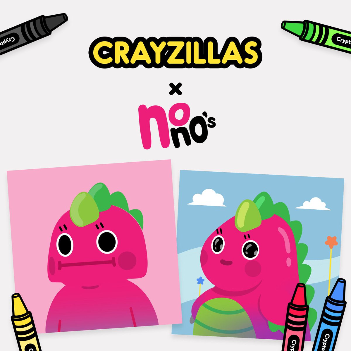 5x WL giveaway for <a href="/crayzillas/">Crayzillas 🖍</a>! 🎉 

Crayzillas are the first NFTs that you colour in! 🖍

1️⃣ Follow <a href="/crayzillas/">Crayzillas 🖍</a> &amp; <a href="/NoNos_NFT/">No No's</a>
2️⃣ Like + RT
3️⃣ Tag frens

Ends in 24 hours!