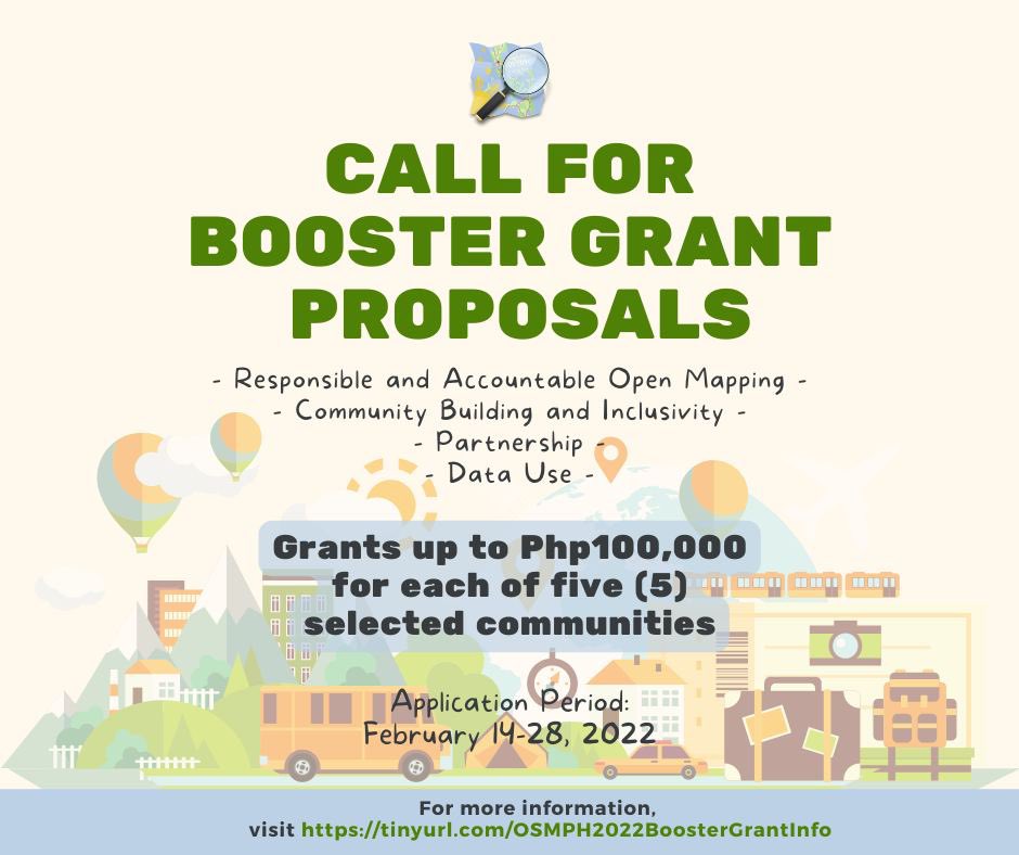 OpenStreetMap-Philippines supported by <a href="/openmapping_ap/">Open Mapping Hub - Asia Pacific</a> announces its call for proposals for the OSM PH Booster Grant 2022!