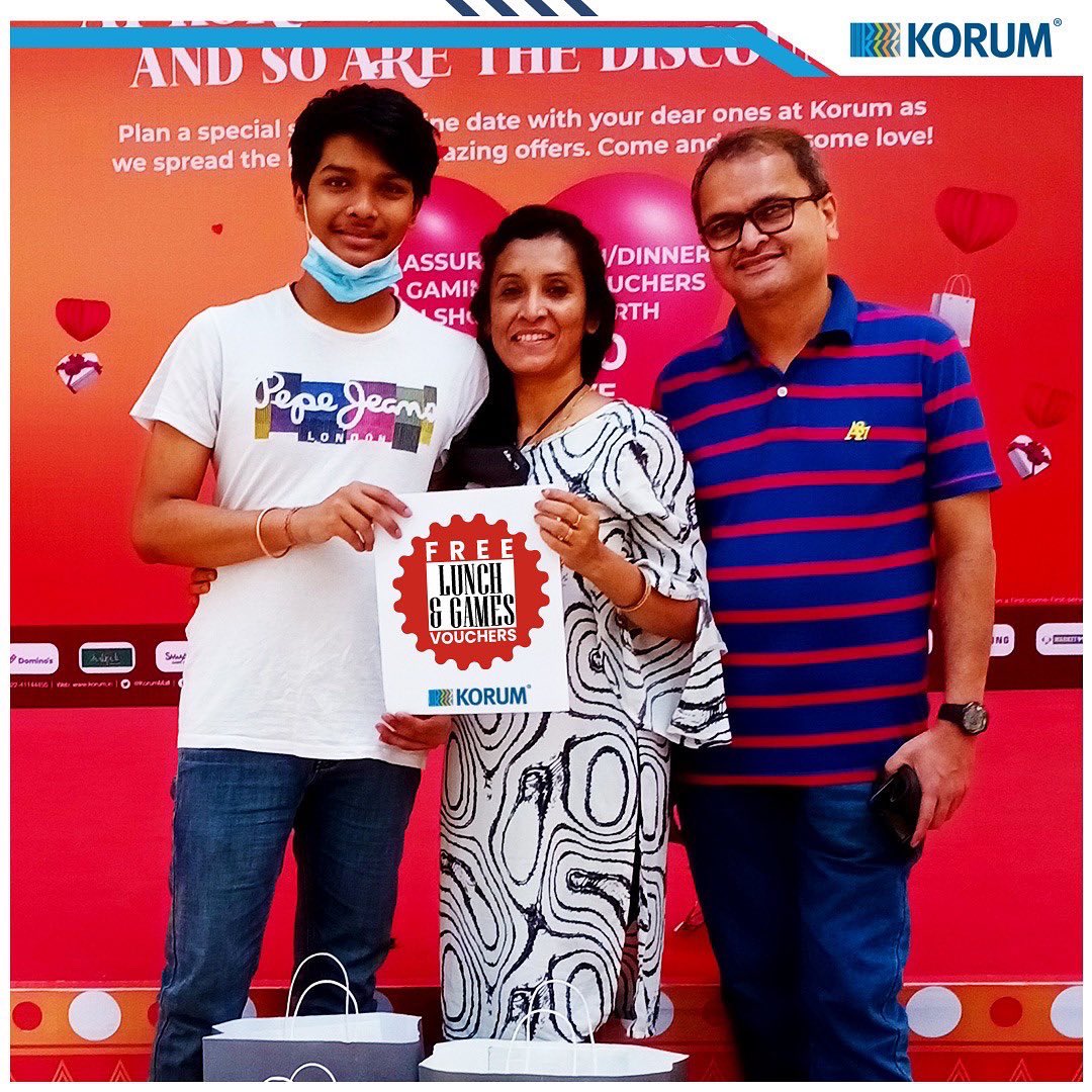 KorumMall's tweet photo. Last day for winning FREE Lunch/Dinner &amp; A Gaming Experience just by shopping at Rs.10,000/- &amp; above at Korum.

Here are our Winners who got the chance to win the offer. 

Make your Valentine's Day Extra Special as you walk away with this winning experience.

.
.
#korumCalling https://t.co/cQq27IU2Bt