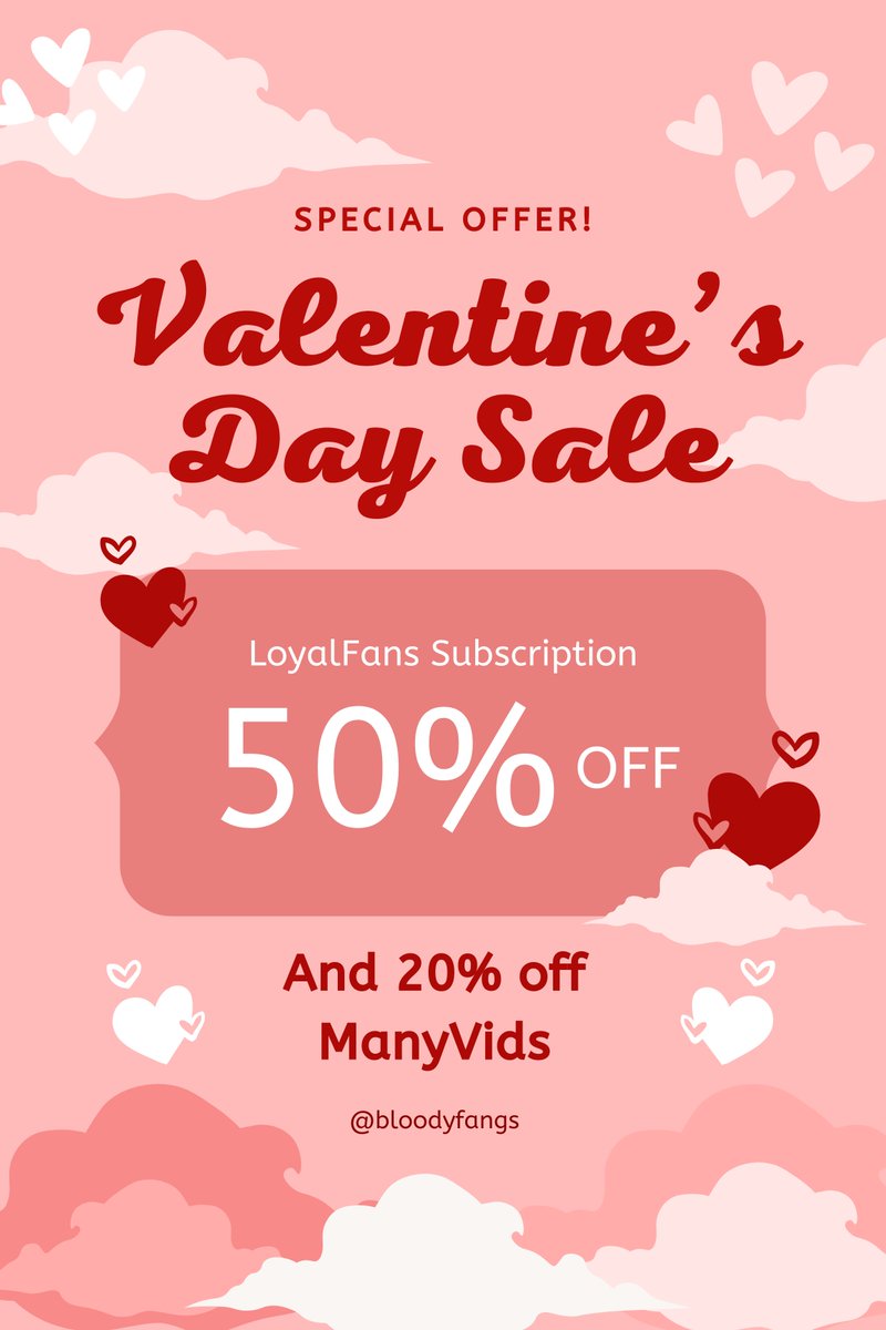 blooodyfangs's tweet photo. EXCLUSIVE -- VALENTINE'S SALE 💌💋

Join LoyalFans for 50% off! Only $5 for the first month TODAY ONLY ❤️ Exclusive ManyVids videos are now 20% off! https://t.co/5OffVSWL7Q