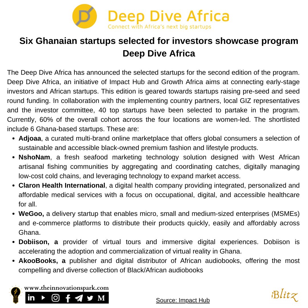 Six Ghanaian startups selected for investors showcase report <a href="/DeepDiveAfrica/">DeepDiveAfrica</a>