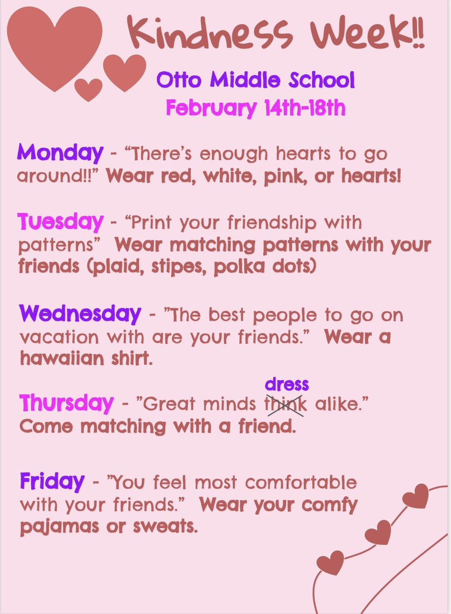 OMSSTUCO's tweet photo. Friendship week starts today!!  @OttoMiddlePTA @ottobobcats @OttoCounseling https://t.co/tFWNKBbo2Y