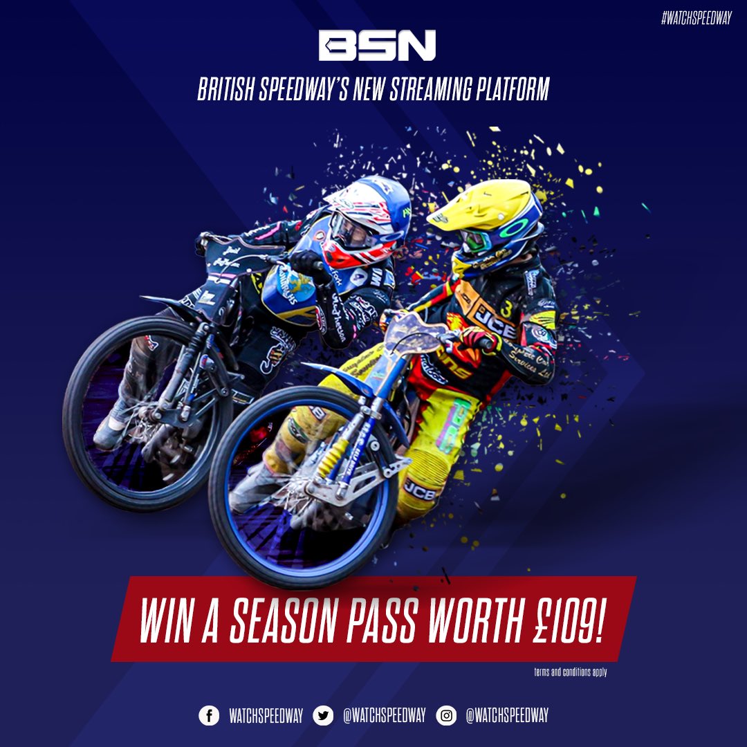 🤩 WIN A BSN SEASON PASS 

🎉 We have 3 Season Passes up for grabs.

👇🏼 For a chance to win, please: 

1️⃣ FOLLOW our page
2️⃣ RETWEET
3️⃣ COMMENT ‘Win’

📣 The 3 lucky winners will be picked at random and announced at 8pm on Friday 25th February.

#️⃣ #watchspeedway 👀