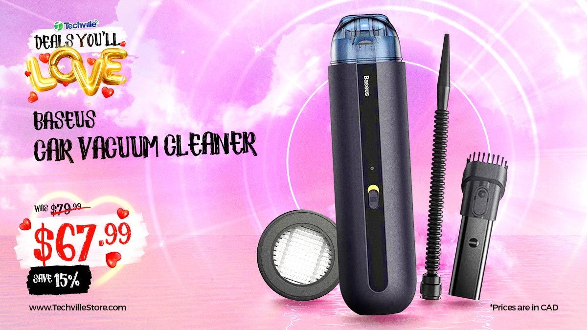 TechvilleCanada's tweet photo. Valentines Day Sale, Up to 50% off!

Keep your car clean and tidy with the Baseus Car Vacuum Cleaner! Shop now for an amazing 15% off! Order today and don't miss out!

https://t.co/yusa5g3Ysb https://t.co/mrYx1WQxS3