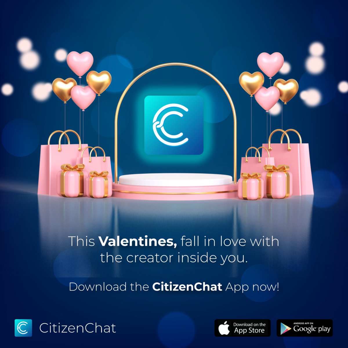 CitizenChat_inc's tweet photo. It's time to bring your love for content creation in front of the world!  This valentines, showcase your talent by creating top content and win millions of hearts with CitizenChat app. 
Download the app now! Link in the bio.

#citizenchat #love #ValentinesDay2022 #ValentineDay https://t.co/lCMSfLk4Pm