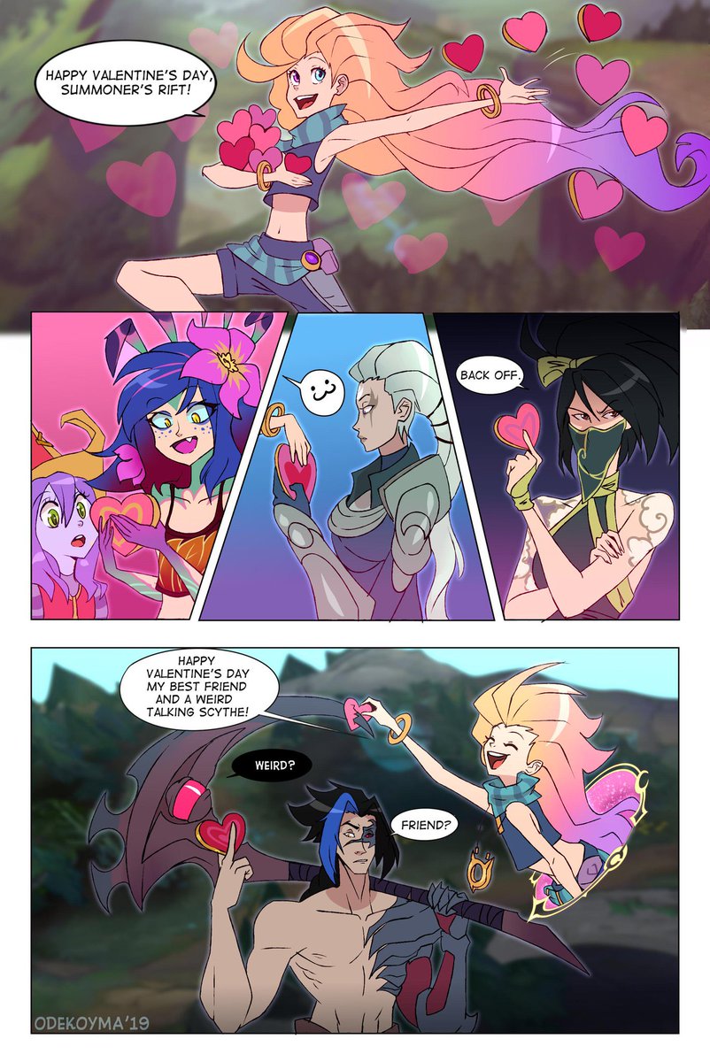 Happy Valentines day!

Have my old comic, this is still one of my favorites I've ever made!~

#ValentinesDay  #ArtofLegends #LeagueOfLegends #LeagueOfLegendsFanArt #Zoe #Kayn 