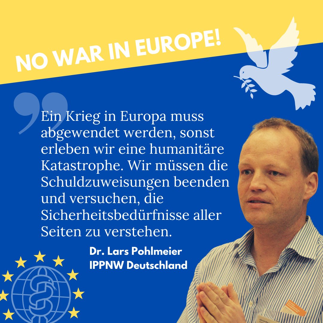 IPPNWgermany's tweet photo. Medizinischer Appell: Kein Krieg in Europa! Mediziner*innen rufen zur Diplomatie auf, um die humanitäre Katastrophe abzuwenden. Alle Gesundheitsfachkräfte bitte unterzeichnet den Appell! https://t.co/J88PPnKP2Z
#UkraineCrisis #Russia #NATO  #UkraineKrise https://t.co/Xvc5bHxN9Z