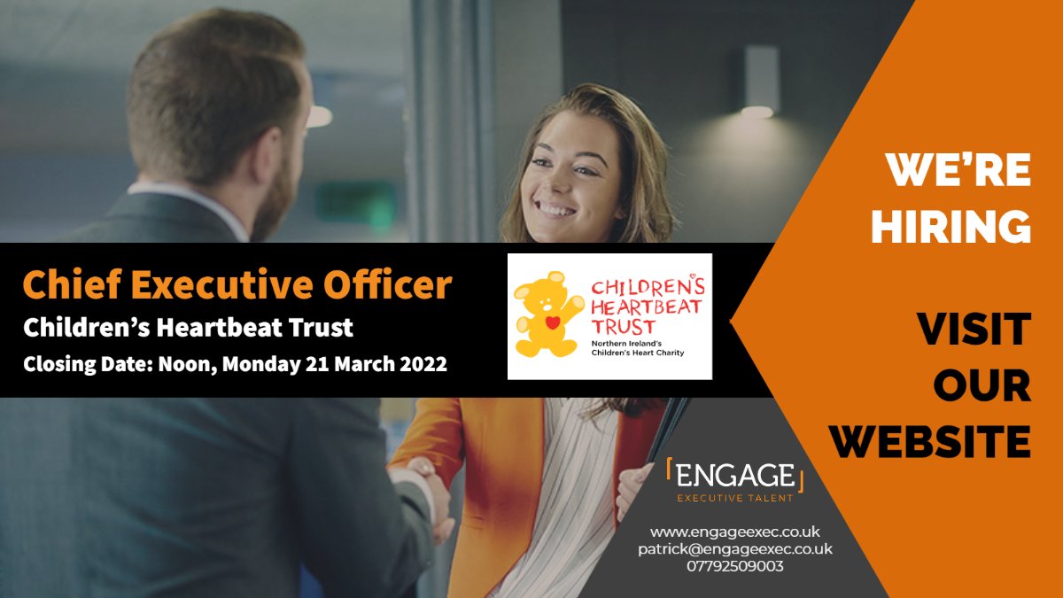engageexec's tweet photo. We are helping @Chldns_Hrtbeat find its next Chief Executive Officer. This leading children's health charity is looking for a hands-on leader who can maintain the organisation's strategic vision with a true passion for supporting children. https://t.co/87W23EJKgU https://t.co/e2rRcXl8wx