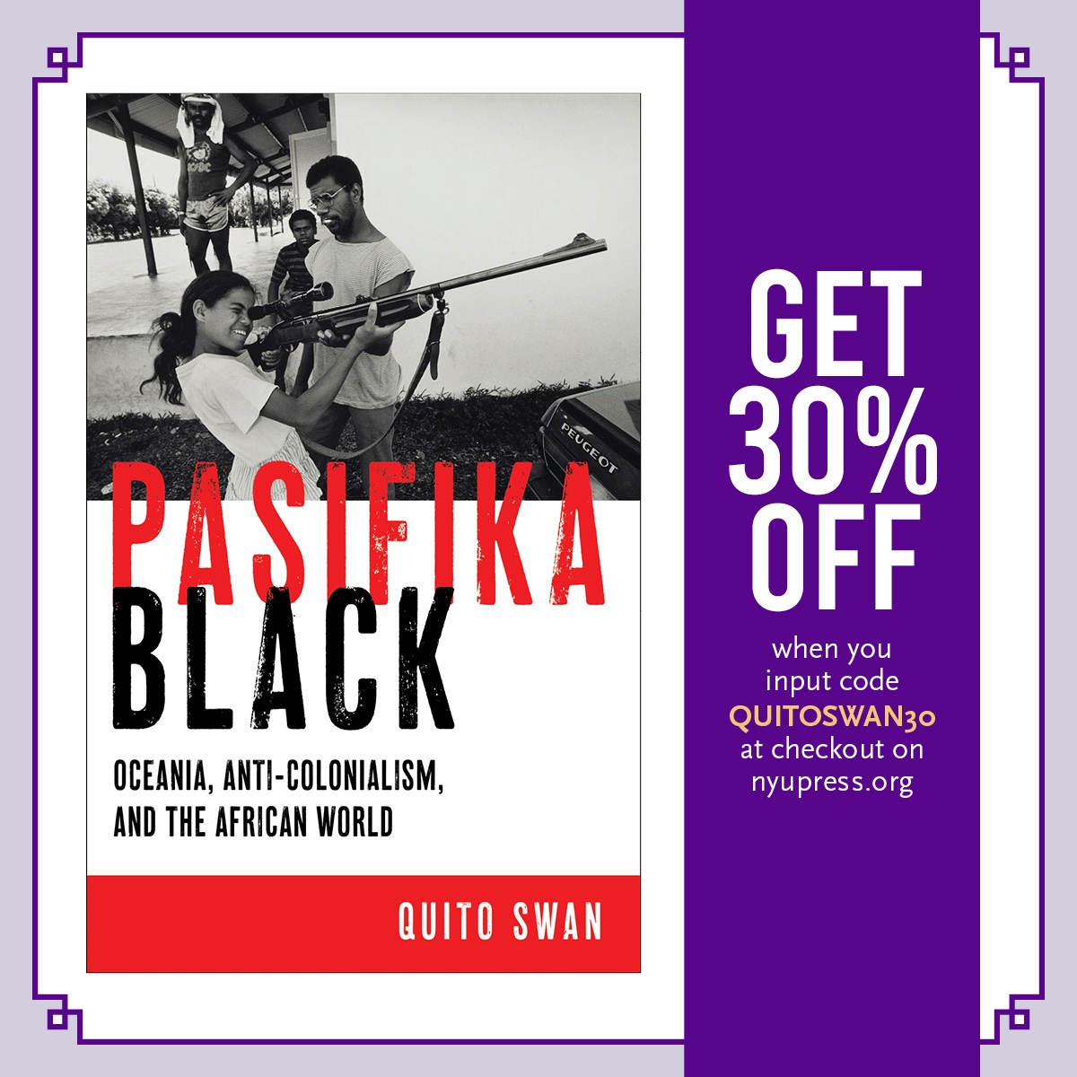 Big things a gwaan. Pasifika Black drops this April @NYUpress! You can preorder @ bit.ly/350ezyY! 30% off with the following coupon! Thanks to all supporters of this project, particularly my sisters and brothers fighting for truth and rights in Oceania. ✊🏿