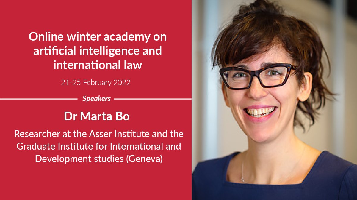 🔍<a href="/TMCAsser/">T.M.C. Asser Instituut</a> &amp; @IHEID researcher <a href="/martavbo/">Marta Bo</a> will cover #AI &amp; Individual Criminal Responsibility at our #course on #AI &amp; #intlaw 
💡Her research focus is AI &amp;criminal responsibility. She's part of <a href="/LAWS_WarCrimes/">The LAWS & War Crimes Project</a> examining #warcrimes with #autonomousweapons
➡️asser.nl/education-even…