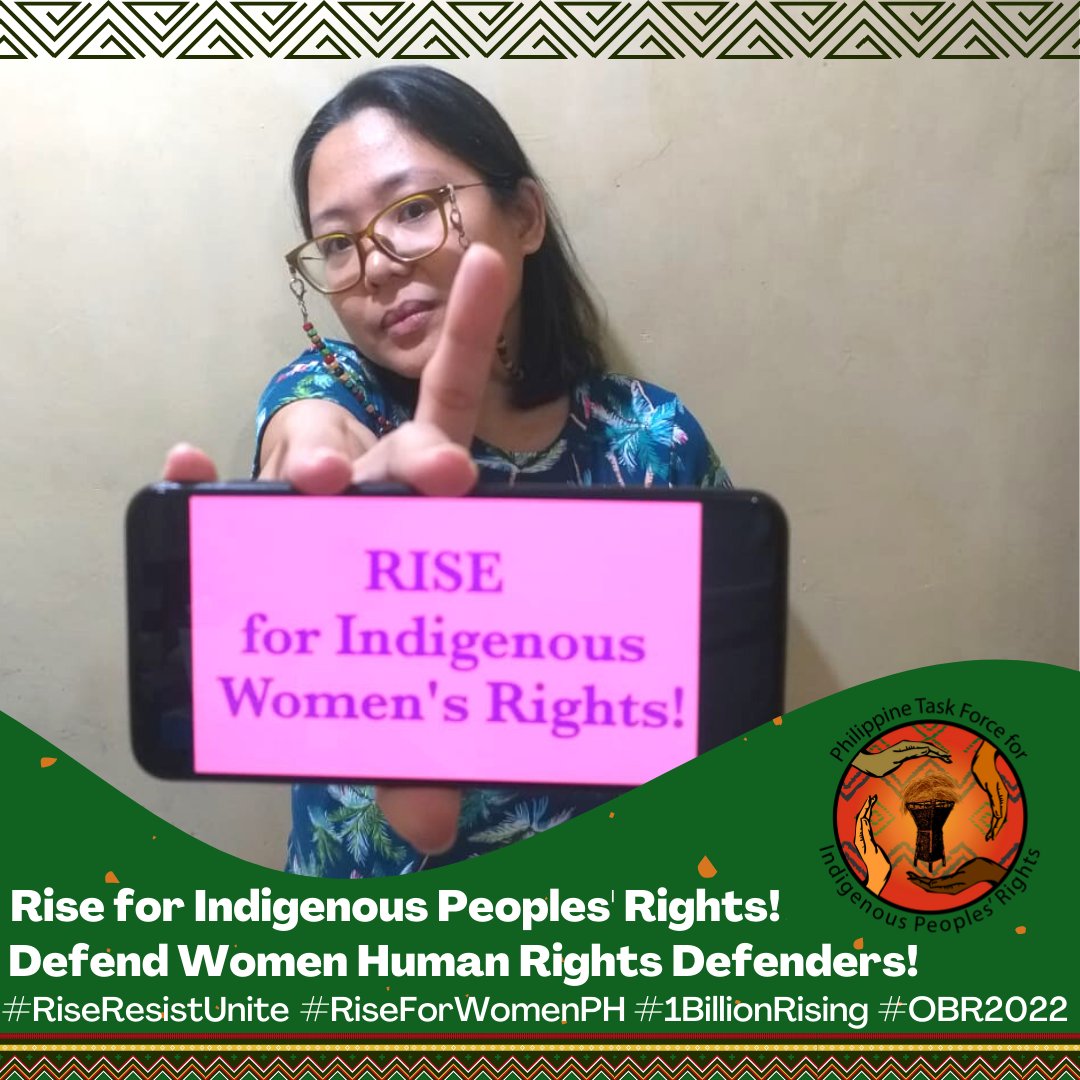 philtfip's tweet photo. n this year’s One Billion Rising, we rise, resist, and unite with indigenous women and their communities facing threats of physical and economic displacement, militarization, cultural disintegration due to destructive projects. #RiseResistUnite #RiseForWomenPH #1BillionRising https://t.co/0CGf62aFAr