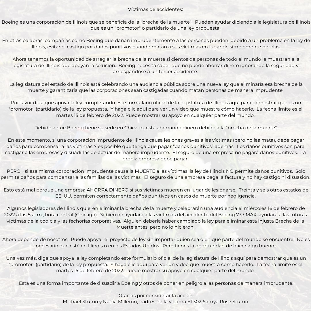 achivaaf's tweet photo. Ayuda a las familias del accidente del B737 MAX del@cuelo ET302! Firma ahora aquí https://t.co/dLITkJgL0c https://t.co/HTc5Mk52JR