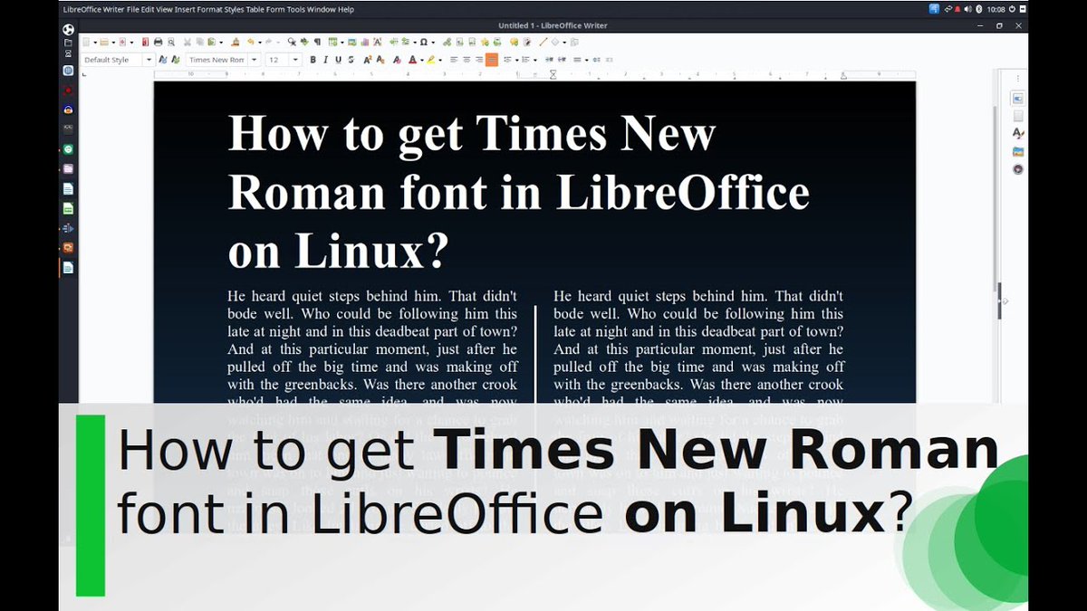 LibreofficeS's tweet image. Do you need Times New Roman font in LibreOffice on Linux?
See how 
youtu.be/o4un7efJP_0