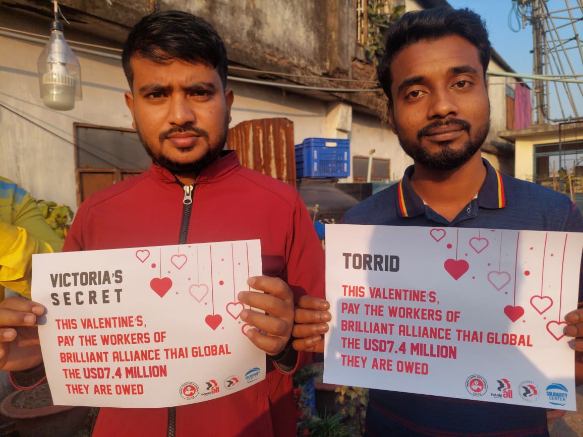 NazmaAkter73's tweet photo. Pay the workers of Brilliant Alliance Thai Global the USD7.4 million they are owed for 11 months. Stand Together! 
#victoriasecret  #Torrid  #Lanebryant  #payyourworkers @IndustriALL_GU @ProgIntl @SolidarityCntr https://t.co/ZZ4SHijjo5