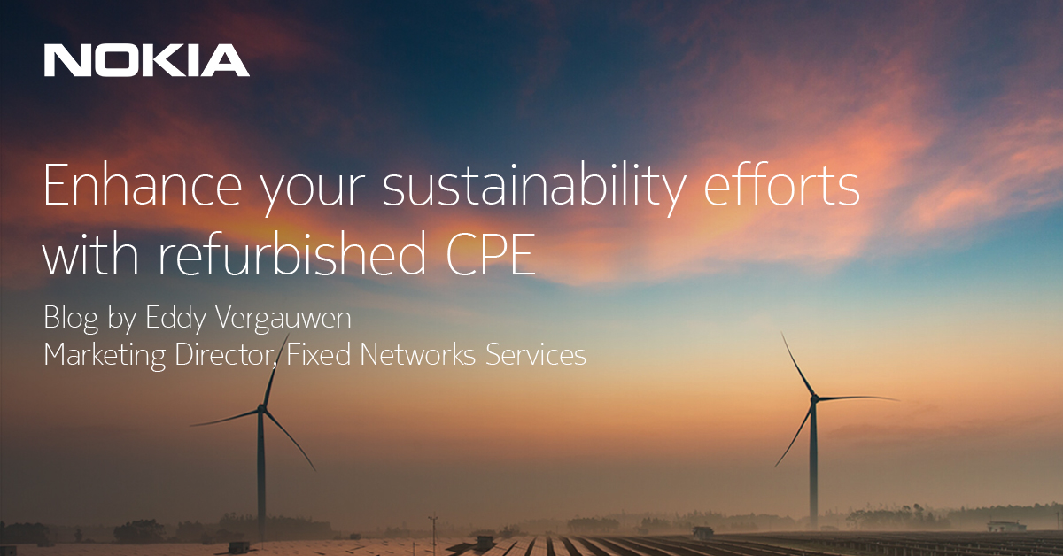CSPs are embracing the #CircularEconomy by refurbishing old #broadband #CPE to meet #sustainability targets. Read more in our blog by Eddy Vergauwen: nokia.ly/3sxgUJG

#1o5C #ClimateCrisis