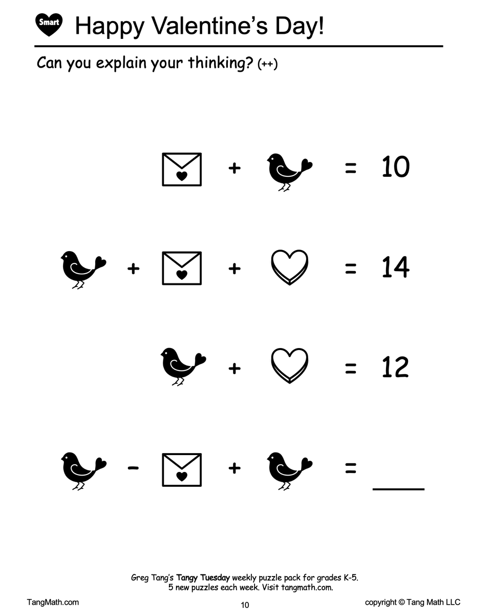 Happy Valentine's Day! Here's a fun, puzzle to help your kids warm up and get started today. Maybe you, too? We'll post all the other grades as soon as Greg Jr or TJ wakes up!