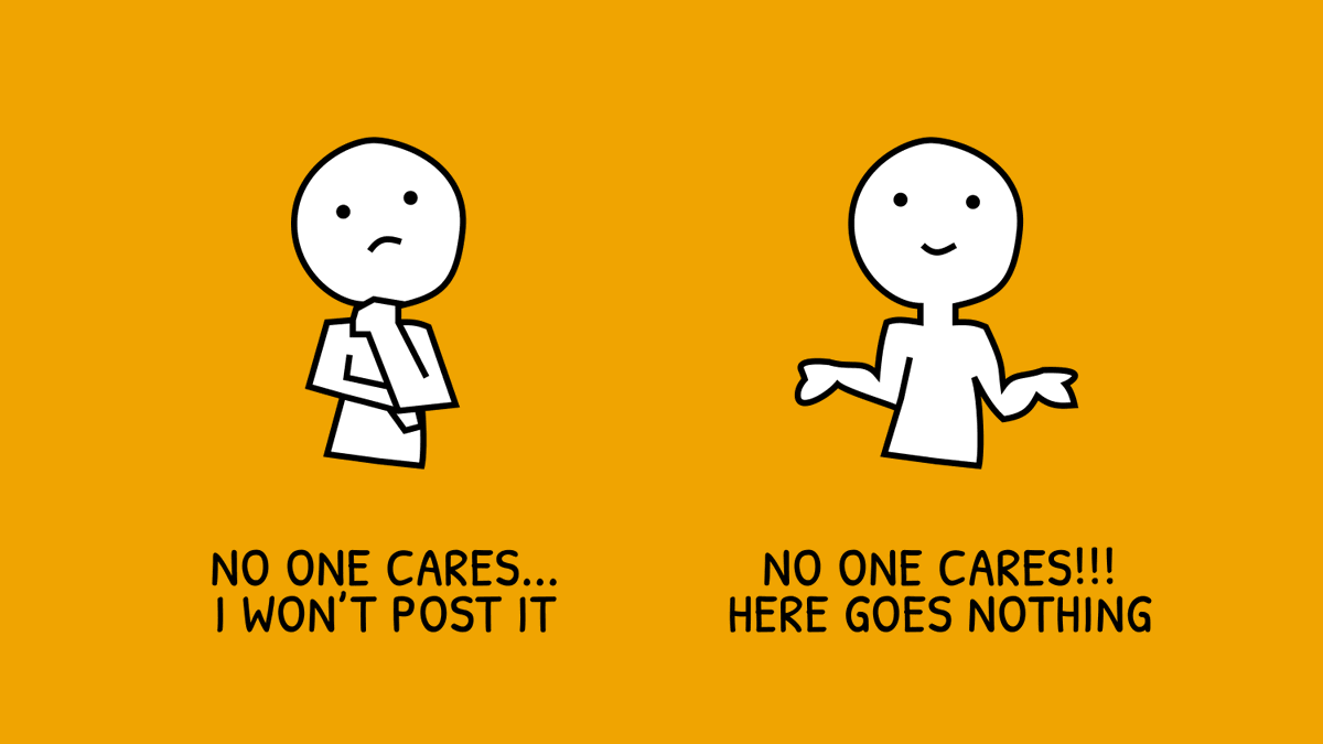 Two different mindsets when publishing content.

Spoiler alert: Left guy won't make it