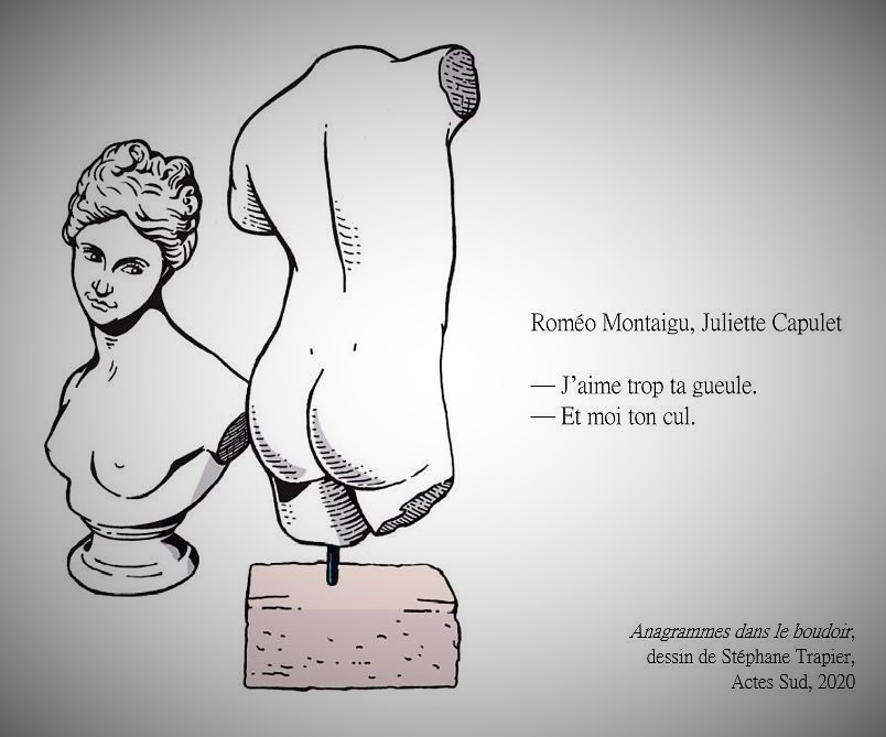perry_salkow's tweet photo. Dites-le avec des anagrammes

« Anagrammes dans le boudoir », @ActesSud
Avec Laurence Castelain @sonic_witch &amp; Stéphane Trapier
#SaintValentin https://t.co/9J30IKGGif