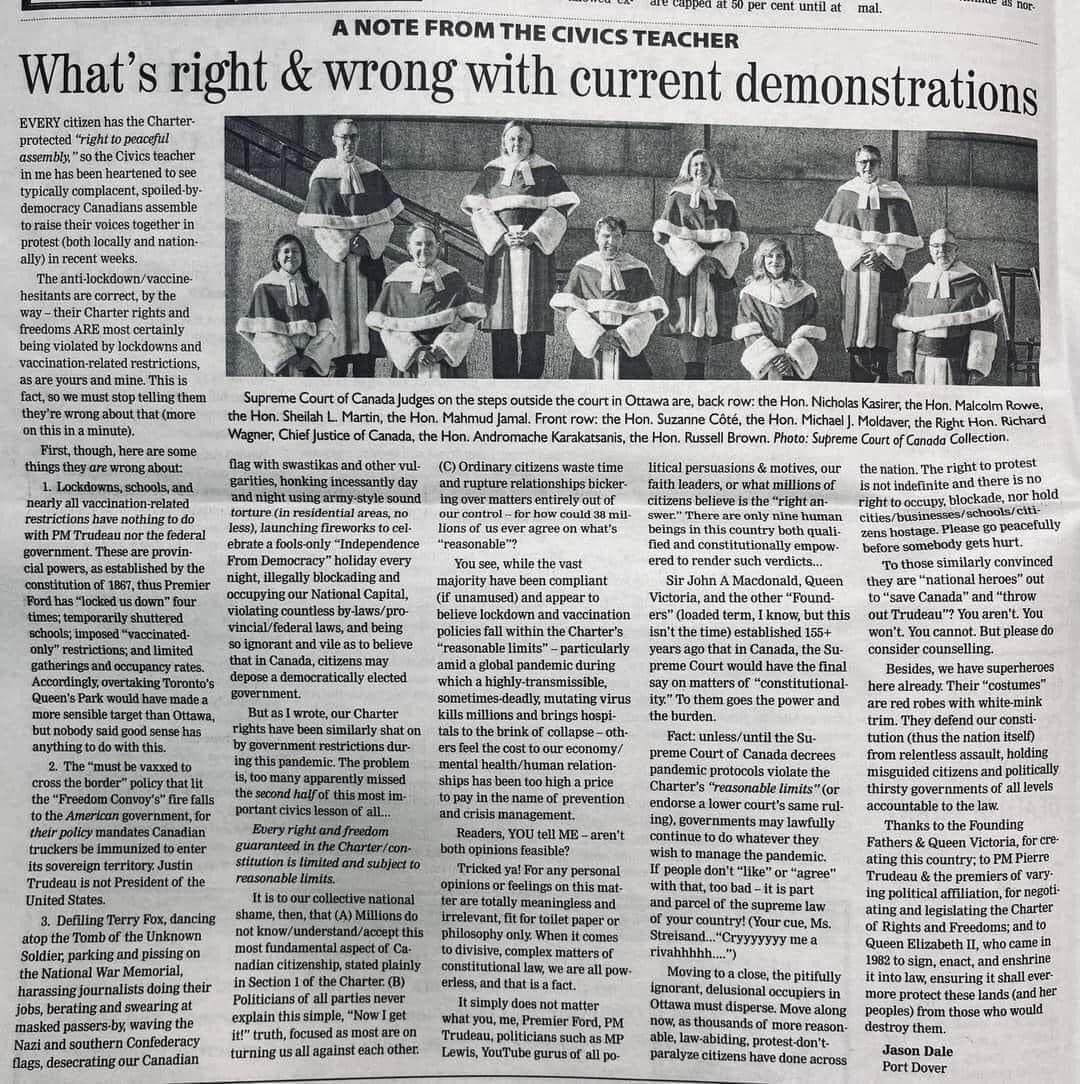 .<a href="/VOCMOpenline/">VOCM Open Line</a> Might be worth sharing this with your listeners. It’s a useful and important civics lesson that answers a lot of questions about rights and freedoms. #convoytoottawa2022