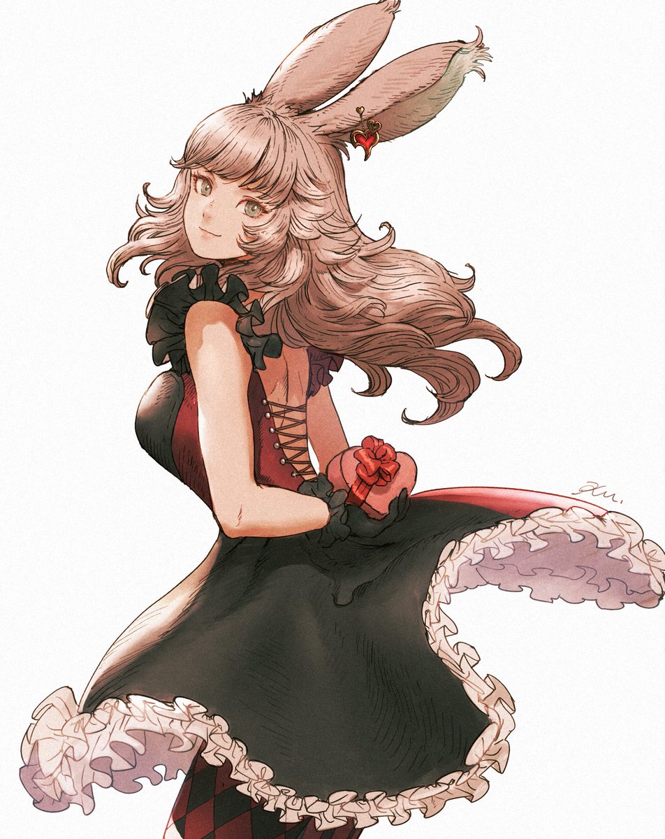 avatar (ff14) 1girl animal ears solo rabbit ears viera long hair dress  illustration images