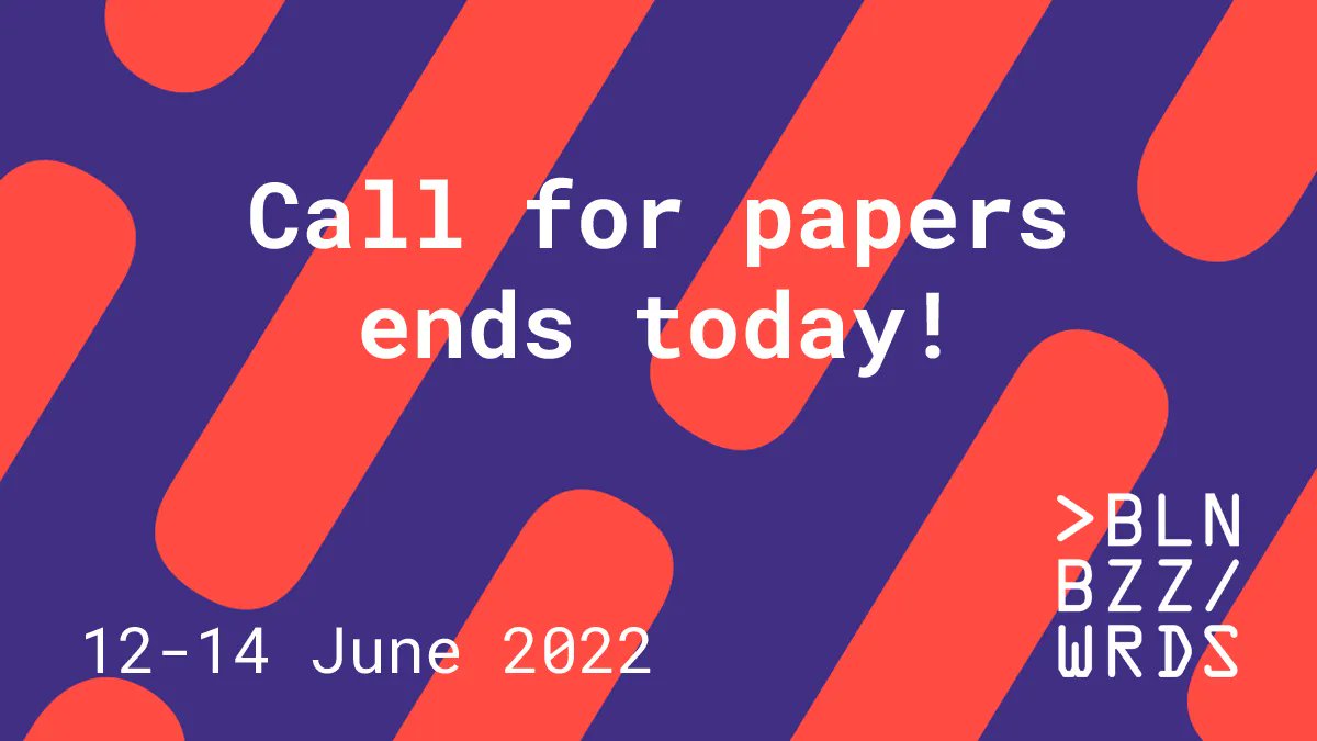 Don't miss the last chance to submit your proposal for our Call for Papers today! We're still looking for exciting talks &amp; speakers. Submit now at 2022.berlinbuzzwords.de/cfp-open-now-2… #bbuzz