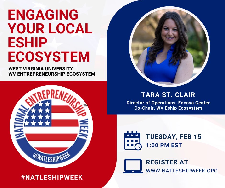 Next week is National Entrepreneurship Week. Be on the lookout for some engaging and informing events, including this panel with our very own Tara St. Clair on entrepreneurship ecosystems! 😃 Register via Zoom: us02web.zoom.us/webinar/regist…