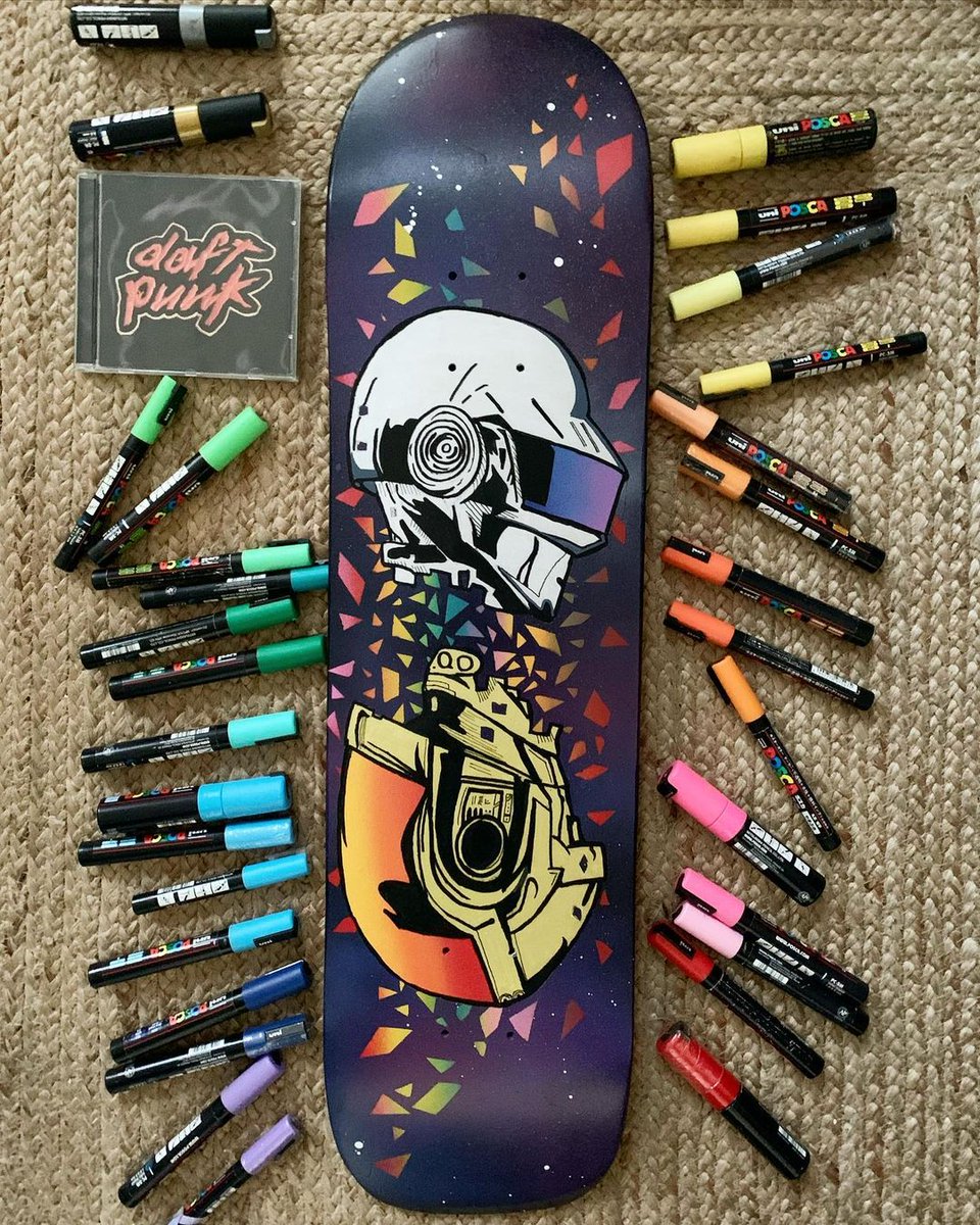 It’s Valentines day, anyone else going to be “up all night to get lucky”? This deck by @mow.arts is killer!  🔥

 #customdeck #custom #customskateboard #POSCAdeck #POSCAboard #customize #POSCAfashion #skate #skateboarding #Valentinesday #daftpunk