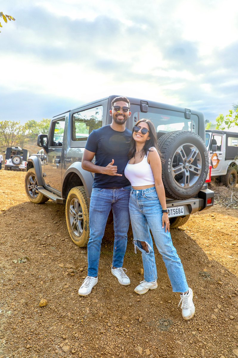 Prachi and Harsh (@prachiandharsh ) after trying their hands on two of the obstacles at Mahindra Adventure's off-road training academy. This was their first time off-roading and they were won over by the #AllNewThar. @Mahindra_Thar #ExploreTheImpossible